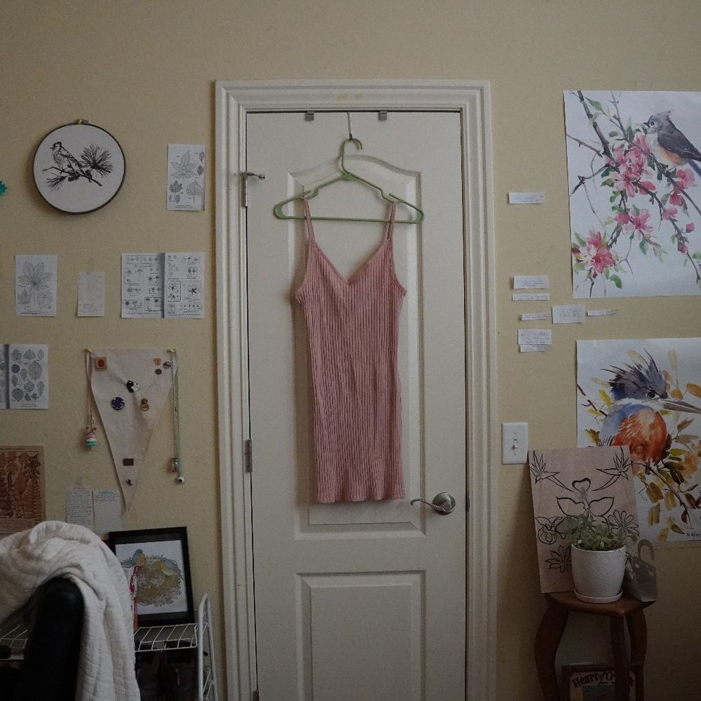 EUC light pink stretch cotton bodycon mini dress